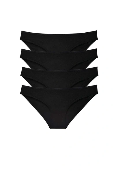4 adet Süper Eko Set Likralı Kadın Slip Külot Siyah ürün görseli 1