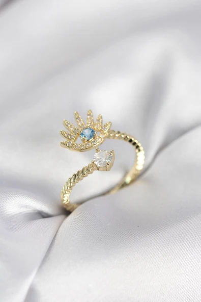 Gold Renk Göz Model Zirkon Taşlı Kadın Yüzük - TJ-BYK4074 ürün görseli 1