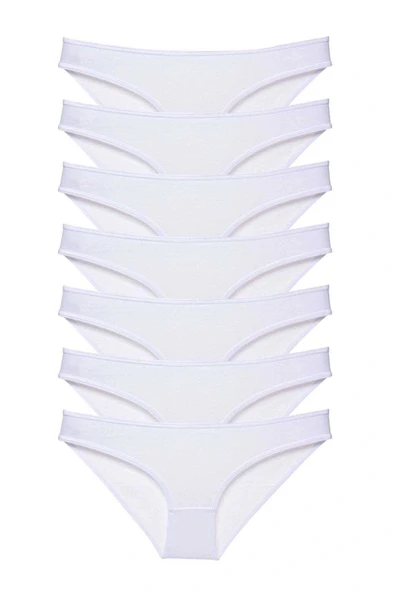 7 adet Süper Eko Set Likralı Kadın Slip Külot Beyaz ürün görseli 1