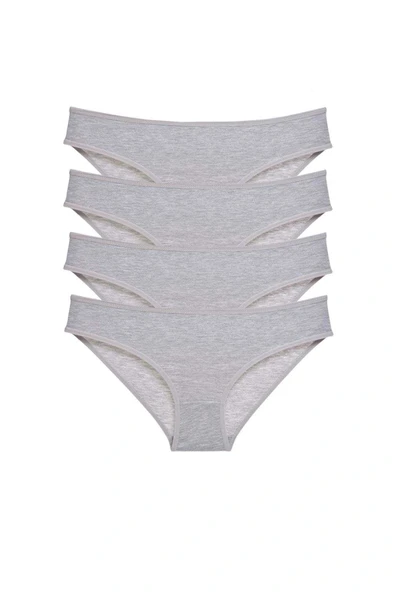 4 adet Süper Eko Set Likralı Kadın Slip Külot Gri ürün görseli 1