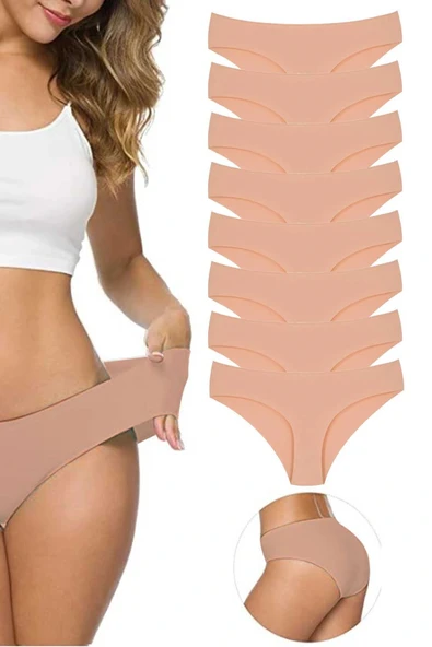 8 Adet Kadın Dikişsiz Lazer Kesim Esnek İz yapmayan Külot Ten ürün görseli 1