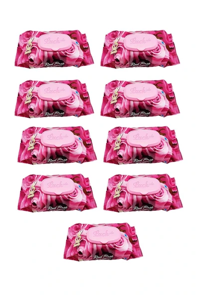9 Paket Red Rose Islak Havlu Mendil 90 Adet Kapaklı Gül Kokulu ürün görseli 1