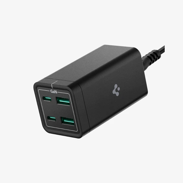 Spigen 65W GaN USB-C 4 Port Güç Adaptörü - Masaüstü Şarj İstasyonu (1.5 Metre AC Kablo) MacBook Hızlı Şarj Aleti (Isı Düşürücü ve Akım Korumalı) Type-C ürün görseli 1