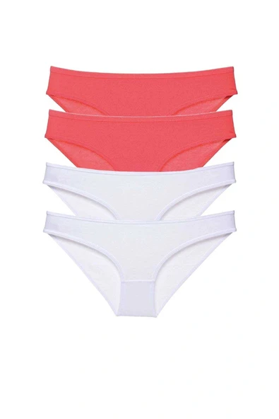 4 adet Eko Set Likralı Kadın Slip Külot Fuşya Beyaz ürün görseli 1
