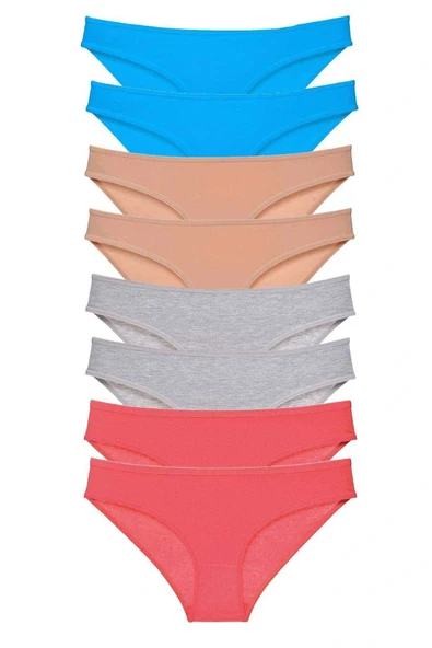 8 adet Süper Eko Set Likralı Kadın Slip Külot Ten Gri Fuşya Mavi ürün görseli 1