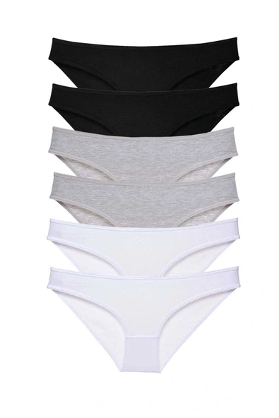 6 adet Süper Eko Set Likralı Kadın Slip Külot Siyah Gri Beyaz ürün görseli 1