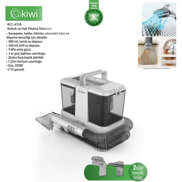 Kiwi KCC-4318 Beyaz Koltuk ve Halı Yıkama Makinesi ürün görseli 1
