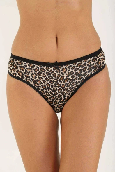 Leopar Desenli Likralı Yumuşak Dokulu Kadın Slip Külot ürün görseli 1