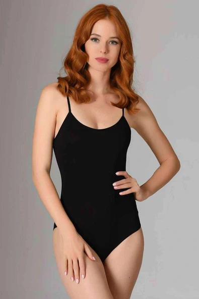 İp Askılı Kadın Çıtçıtlı Body Siyah ürün görseli 1