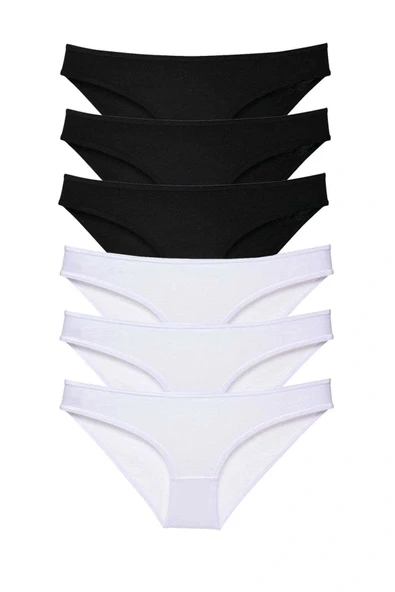 6 adet Eko Set Likralı Kadın Slip Külot Siyah Beyaz ürün görseli 1