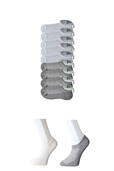 Gri ve Beyaz Erkek Görünmez Çorap 9 çift ürün görseli 1