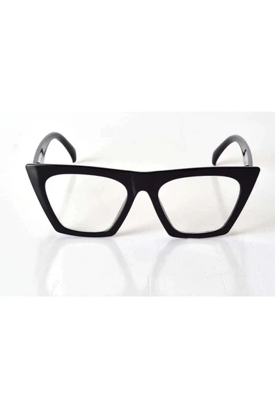 Siyah Çerçeveli Şeffaf Cam Unisex Stil Gözlük ürün görseli 1