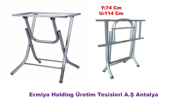 U: 74 Y: 74 Cm Werzalit Ahşap Masa Ayak Ayağı Katlanabilir Kırma Çerçeveli Büyük Ayak Koyu Gri ürün görseli 1