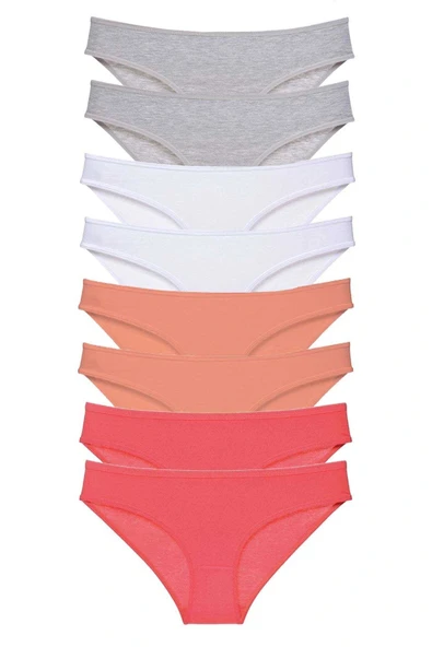 8 adet Süper Eko Set Likralı Kadın Slip Külot Gri Beyaz Pudra Fuşya ürün görseli 1