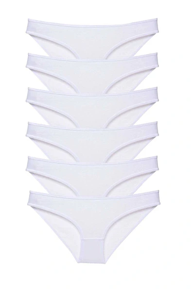 6 adet Süper Eko Set Likralı Kadın Slip Külot Beyaz ürün görseli 1