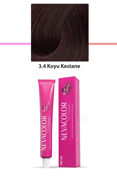 Premium 3.4 Koyu Kestane - Kalıcı Krem Saç Boyası 50 g Tüp ürün görseli 1