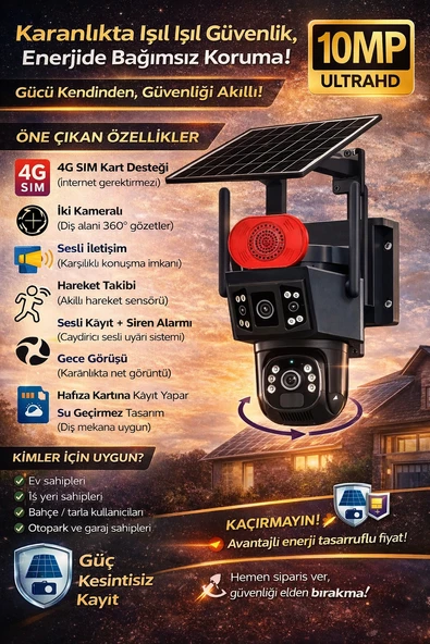 4g-Solar Panelli Full Hd 2 Kameralı Güvenlik Kamerası ürün görseli 1