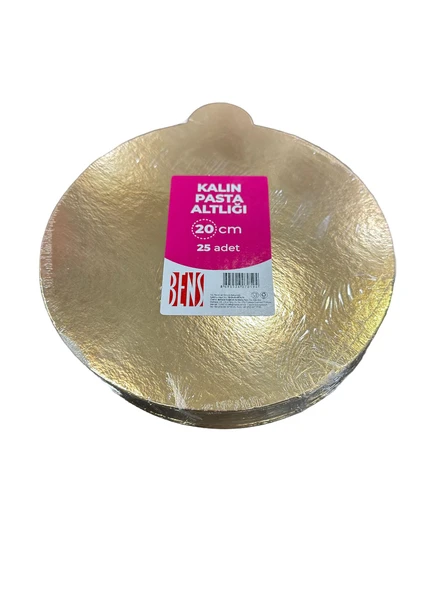Omeyva Yuvarlak Kalın Altın Pasta Kek Turta Altlığı Tabanı - 20 Cm. - 25 Adetlik Paket ürün görseli 1