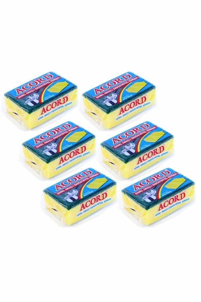 6 adet Jumbo Boy Endüstriyel Çok Amaçlı Bulaşık Süngeri  13x8x4 cm ürün görseli 1