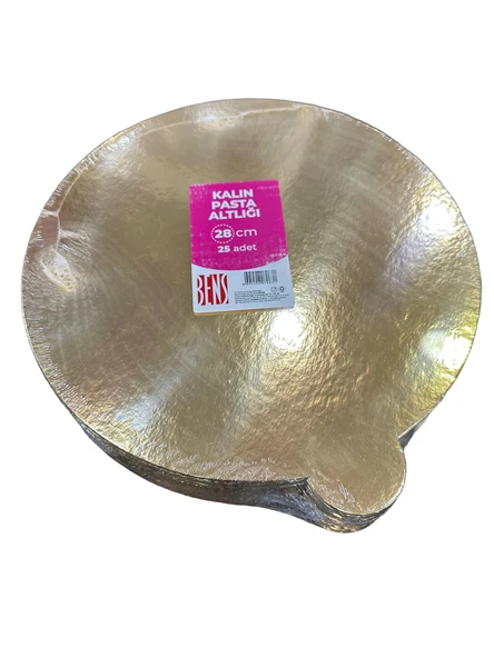 Omeyva Yuvarlak Kalın Altın Pasta Kek Turta Altlığı Tabanı - 28 Cm. - 25 Adetlik Paket ürün görseli 1