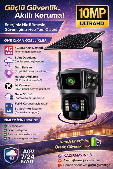 4g Solar Panelli 2 Kameralı Güvenlik Kamerası ürün görseli 1