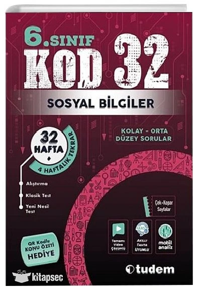 TUDEM YAYINLARI 6.SINIF SOSYAL BİLGİLER KOD 32 ürün görseli 1