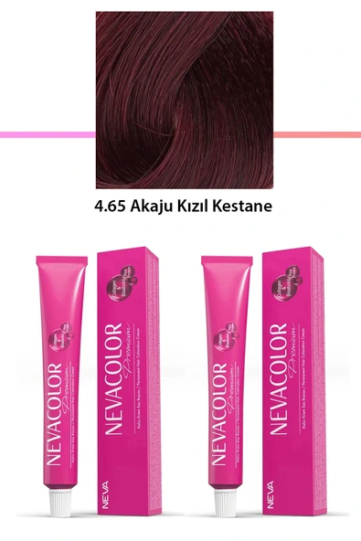 2 li Set Premium 4.65 Akaju Kızıl Kestane - Kalıcı Krem Saç Boyası 2 X 50 g Tüp ürün görseli 1