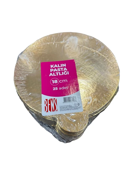 Omeyva Yuvarlak Kalın Altın Pasta Kek Turta Altlığı Tabanı - 18 Cm. - 25 Adetlik Paket ürün görseli 1