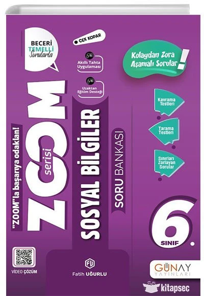 Günay Yayınları 6. Sınıf Sosyal Bilgiler Zoom Serisi Soru Bankası ürün görseli 1