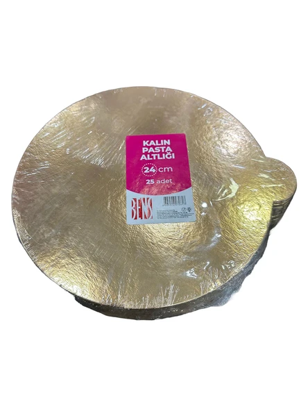 Omeyva Yuvarlak Kalın Altın Pasta Kek Turta Altlığı Tabanı - 24 Cm. - 25 Adetlik Paket ürün görseli 1