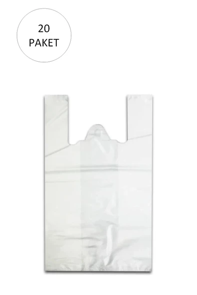 Beyaz Hışır Atlet Poşet Mini Boy 22x31 cm 20 Paket Takriben 10.000 Adet ürün görseli 1