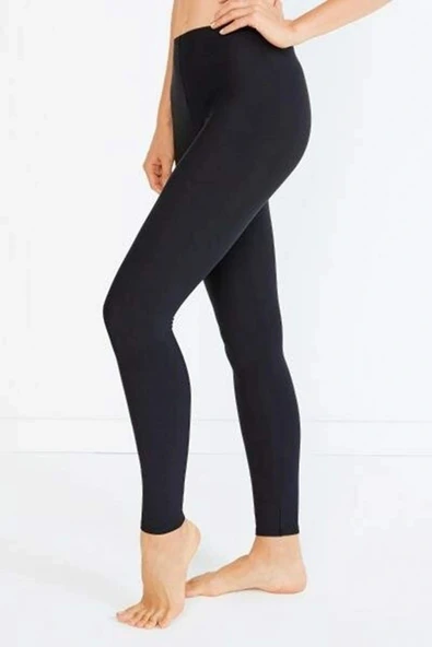 Kadın İçi Pamuklu Termal Pijama Tayt İçlik Siyah ürün görseli 1