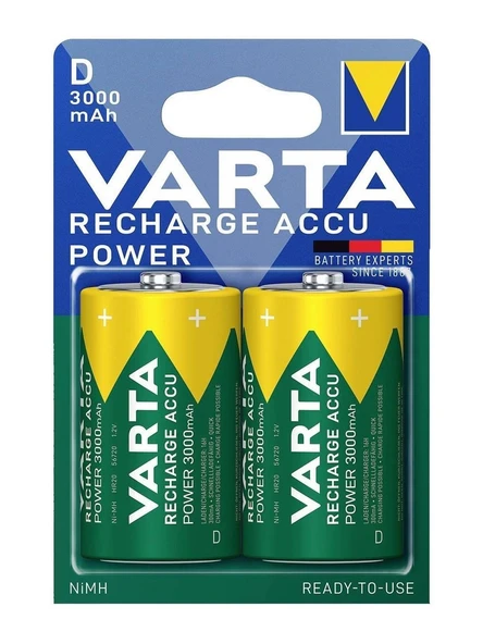 Varta 56720 Power 3000MAH D Şarj Edilebilir Büyük Pil 2'li Paket ürün görseli 1