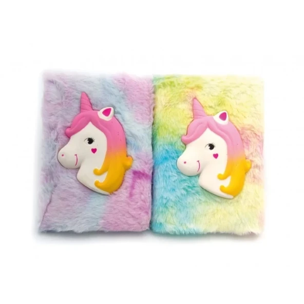 Kabartmalı Unicorn Tasarımlı Peluş Hatıra Defteri ürün görseli 1