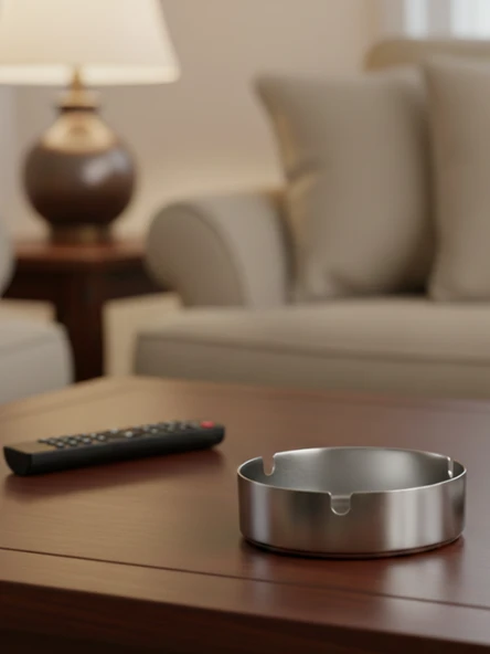 Mucit Home Gümüş Renk Yuvarlak Çelik Küllük 10 cm ürün görseli 1