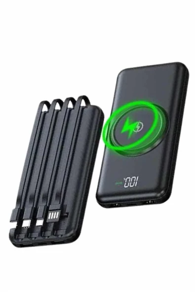 Wireless Powerbank 10000 Mah LED Ekranlı Dahili Kablolu Hızlı Şarj ürün görseli 1