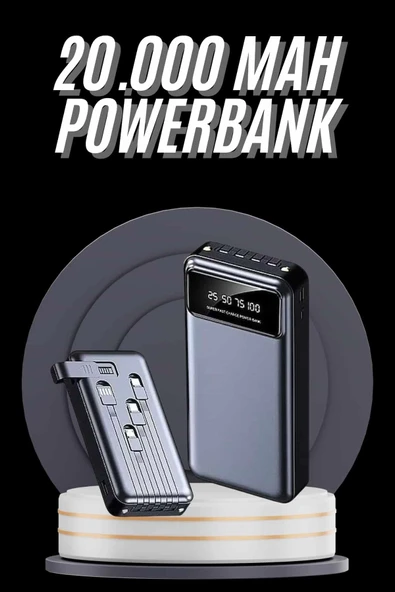 Hızlı Şarj Özellikli 20.000 Mah Dijital Göstergeli USB Girişli Android ve İOS Uyumlu Powerbank ürün görseli 1