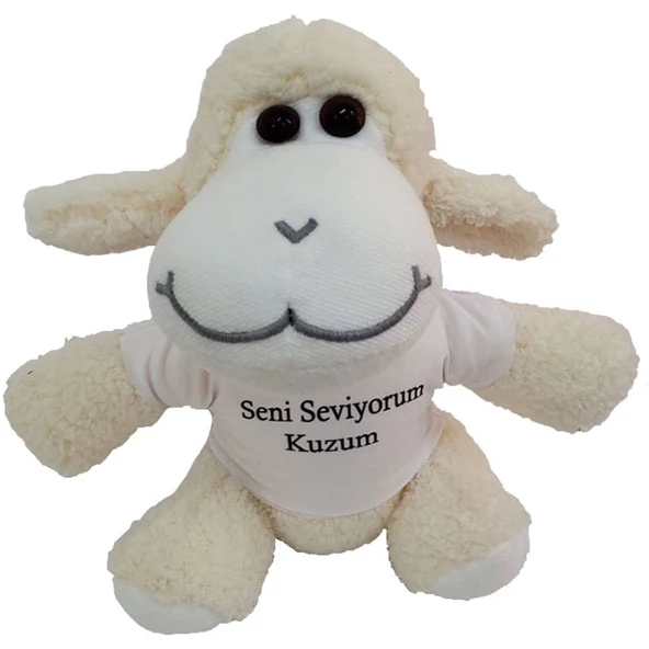 Seni Seviyorum Kuzum Tişörtlü Peluş Kuzu Oyuncak ürün görseli 1