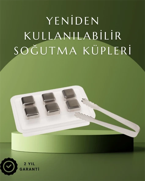 Paslanmaz Çelikten Üretilmiş Metal Buz Küpü Seti ve Buz Klipsi ürün görseli 1