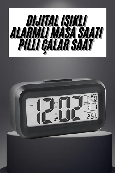 Gece Dijital Masa Saati Dijital Alarmlı Led Ekran Pilli Çalar Saat ürün görseli 1