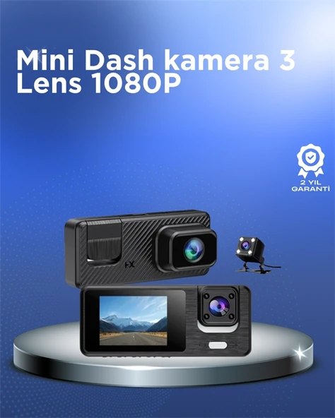 1080P 3 Kameralı Araç DVR – Döngü Kayıt ve Geri Görüş Özellikli ürün görseli 1