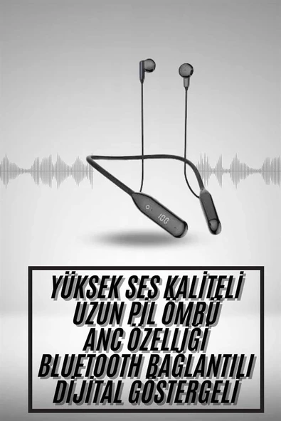 100 Saat Kablolu Boyun Askılı Dijital Göstergeli Bluetooth Kulaklık ürün görseli 1