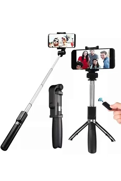 Selfie Çubuğu Tripod Bluetooth Kumandalı Selfie Çubuğu Telefon Tutucu ürün görseli 1