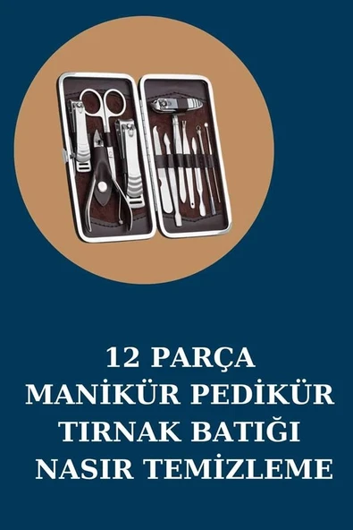 12 Parça Manikür Pedikür Seti Özel Deri Çanta El Ayak Bakımı Akne ve Sivilce Temizleme ürün görseli 1