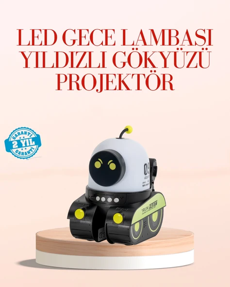Robot Tasarımlı Bluetooth Hoparlörlü Yıldızlı Gökyüzü Projektör ürün görseli 1
