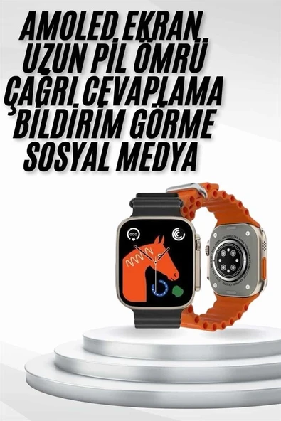 Yeni Nesil Akıllı Saat Müzik Dinleme Bildirim Görme Sesli Asistan Desteği ürün görseli 1