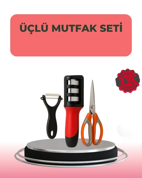 3 Parçalı Çok Fonksiyonlu Mutfak Makas Seti – Paslanmaz Çelik, Ergonomik Tasarım ürün görseli 1