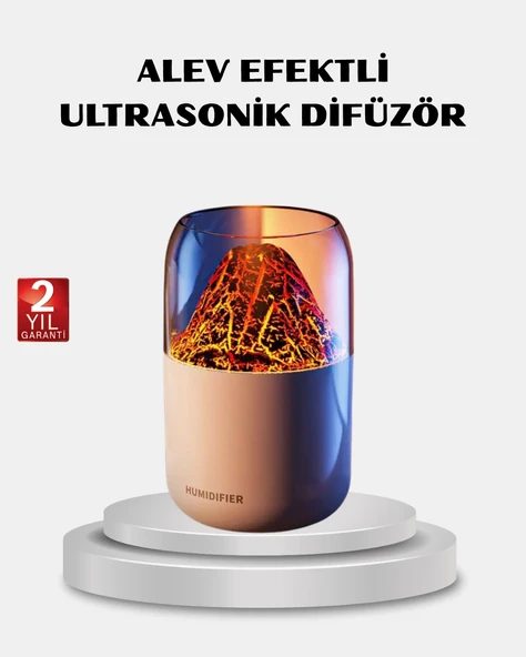 280ml Alev Işıklı Ultrasonik Hava Nemlendirici Sessiz ve USB Şarjlı ürün görseli 1