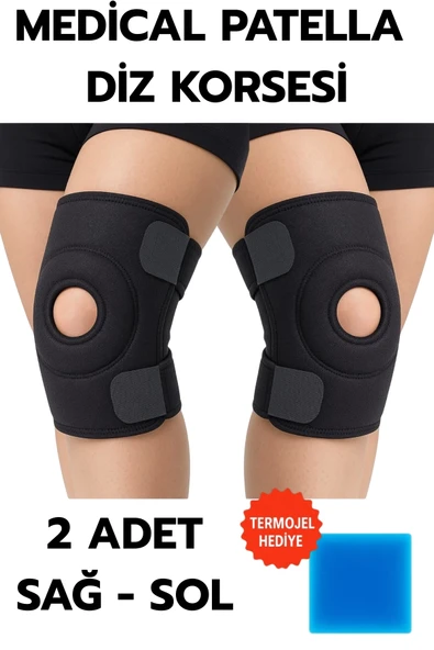 Medical Patella Destekli Diz Korsesi İkili Sağ Sol Çapraz Bağ Menisküs Ağrısı Için Sporcu Dizlik ürün görseli 1