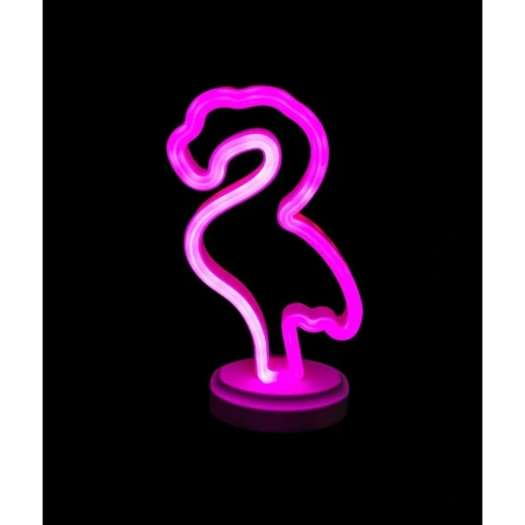 Neon Işıklı Flamingo Yazılı Masa Gece Lambası ürün görseli 1